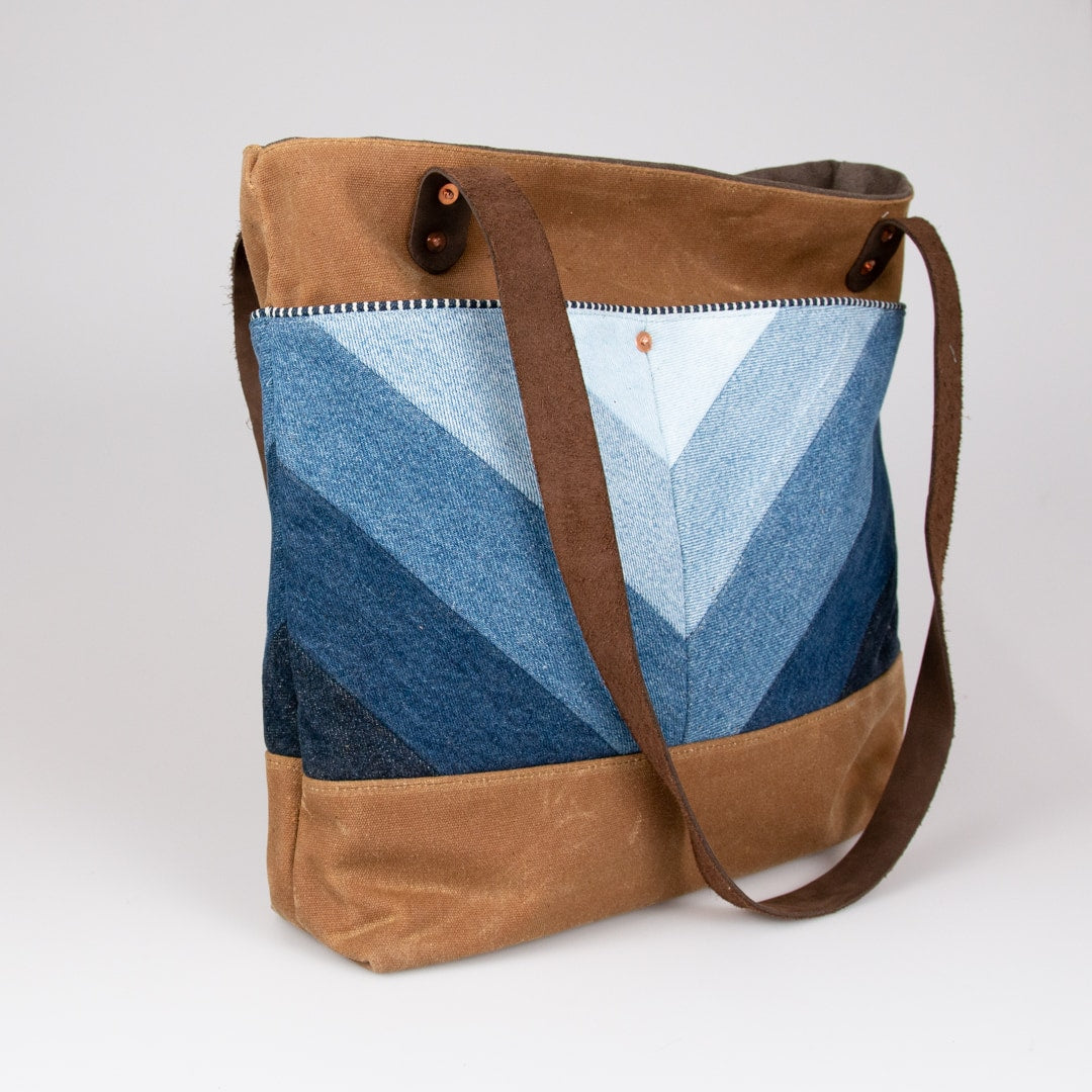 Handmade Reversible Patched Denim Tote Bag